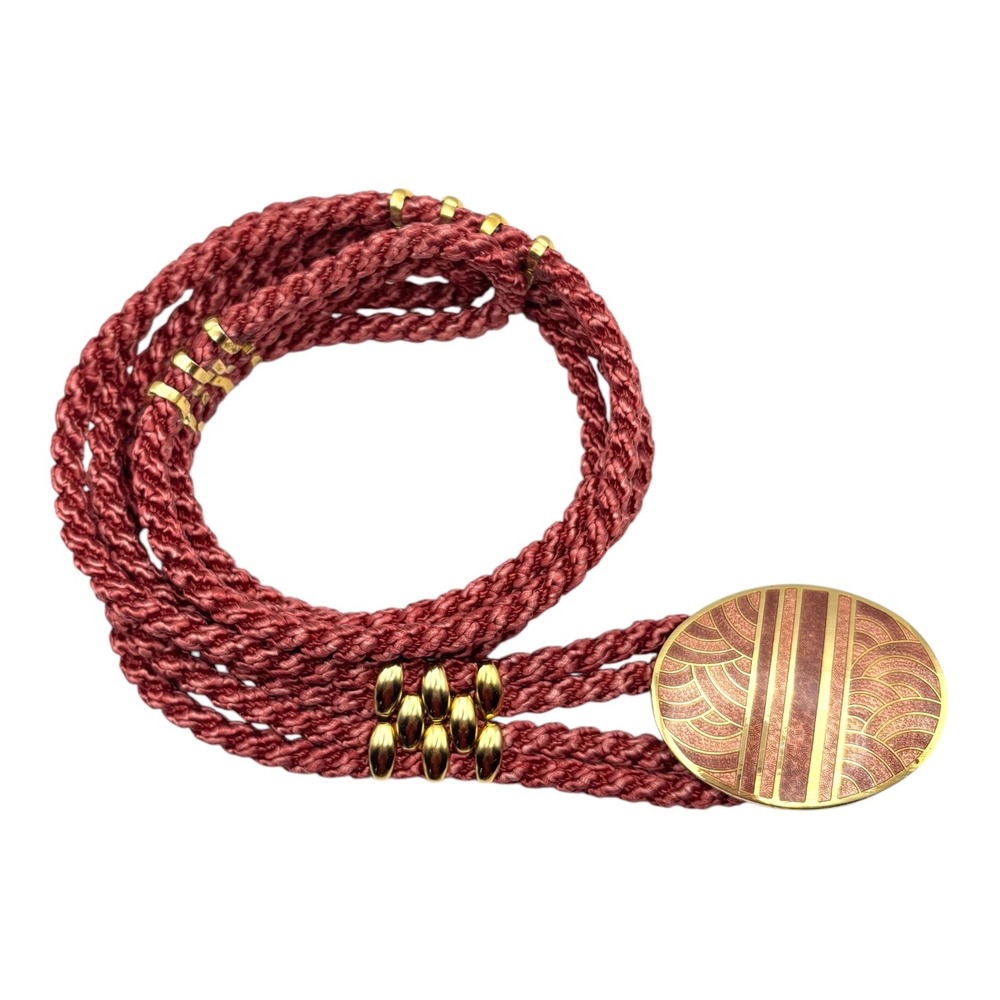 Vintage 80's Art Deco Bohemian Boho Rose Gold Stretchy 30" Braided Rope Belt